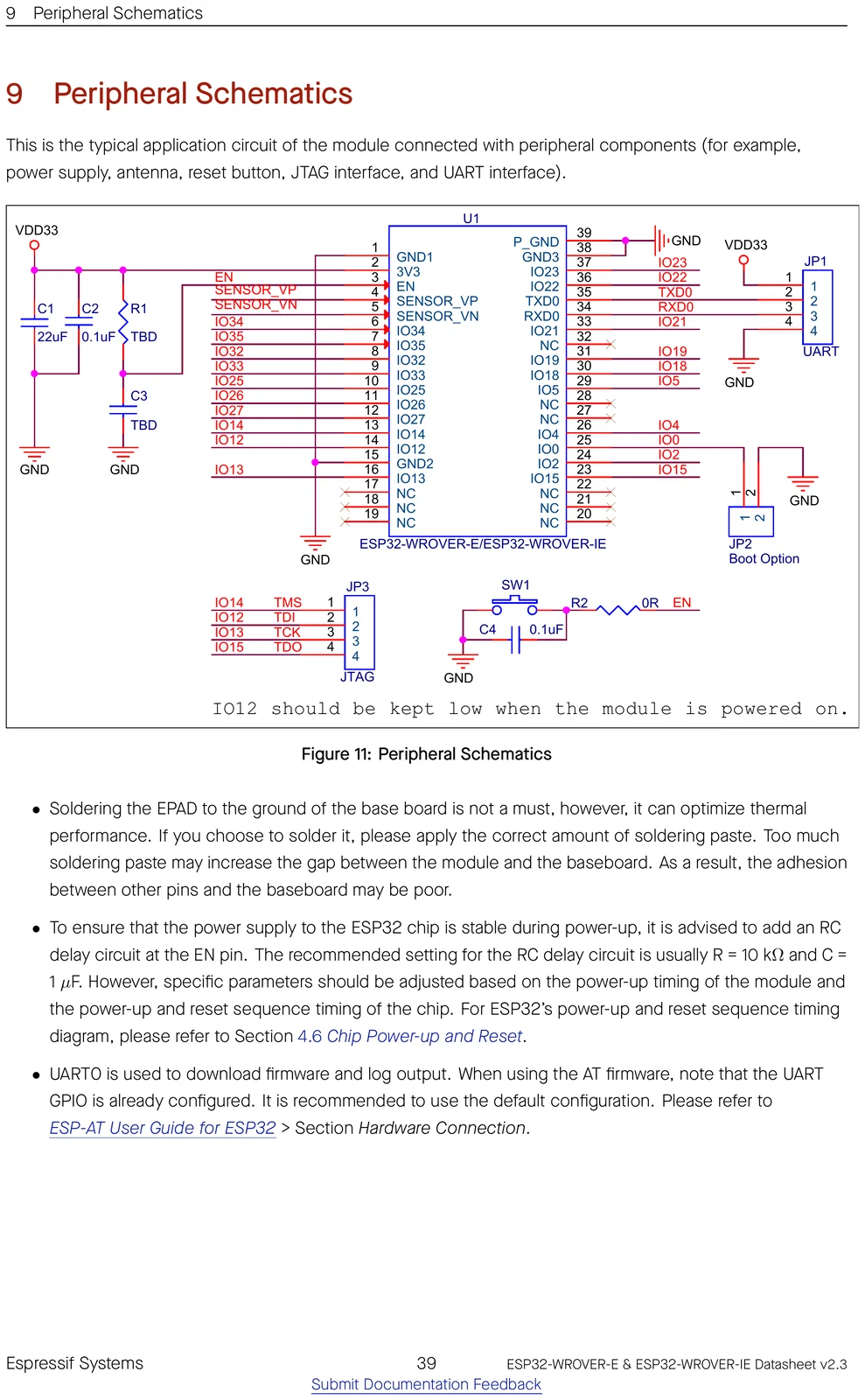 ESP32-WROVER-E physical dimensions drawing