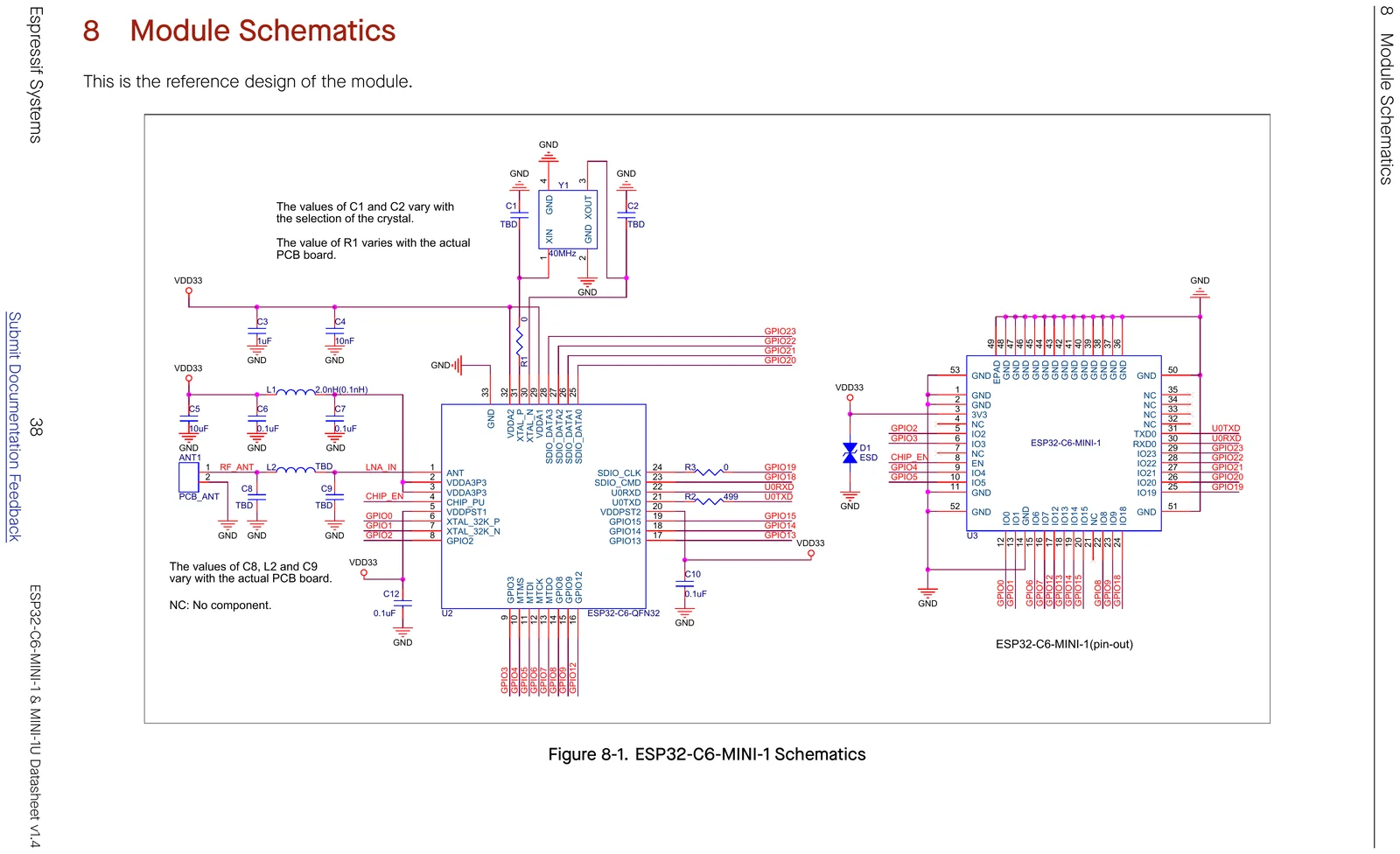 ESP32-C6-MINI-1 module reference-design schematic