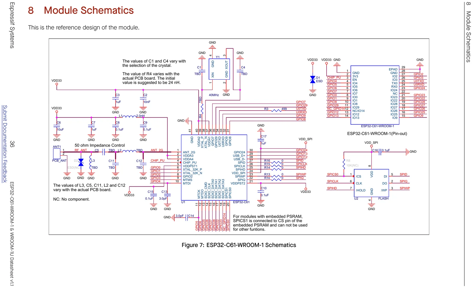 ESP32-C61-WROOM-1 module reference-design schematic