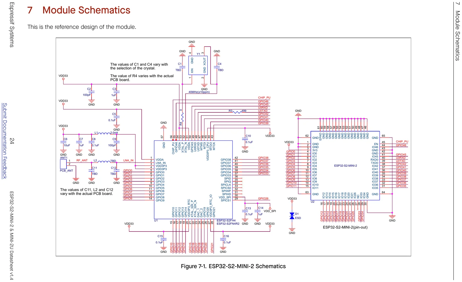 ESP32-S2-MINI-2 module reference-design schematic
