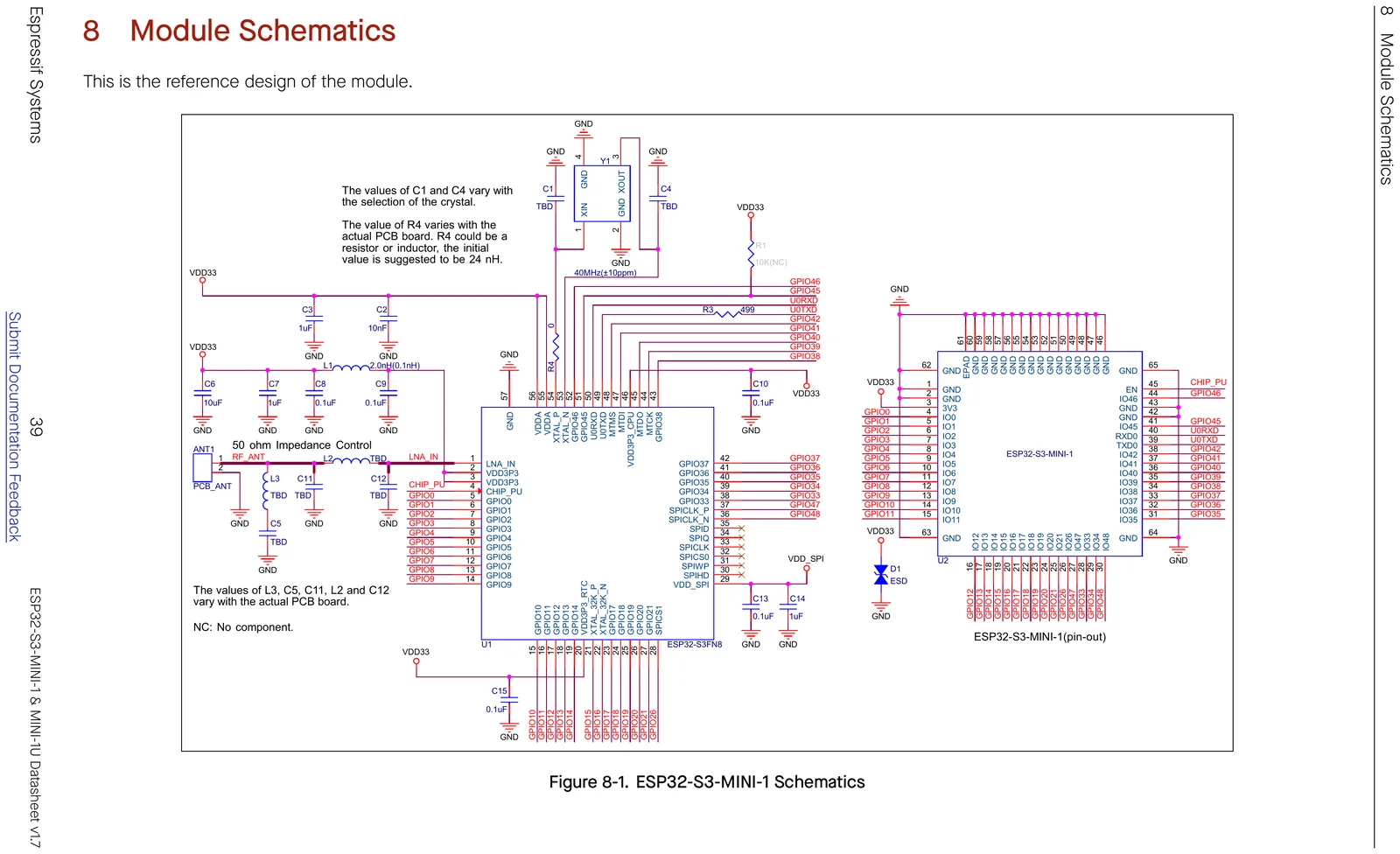 ESP32-S3-MINI-1 module reference-design schematic