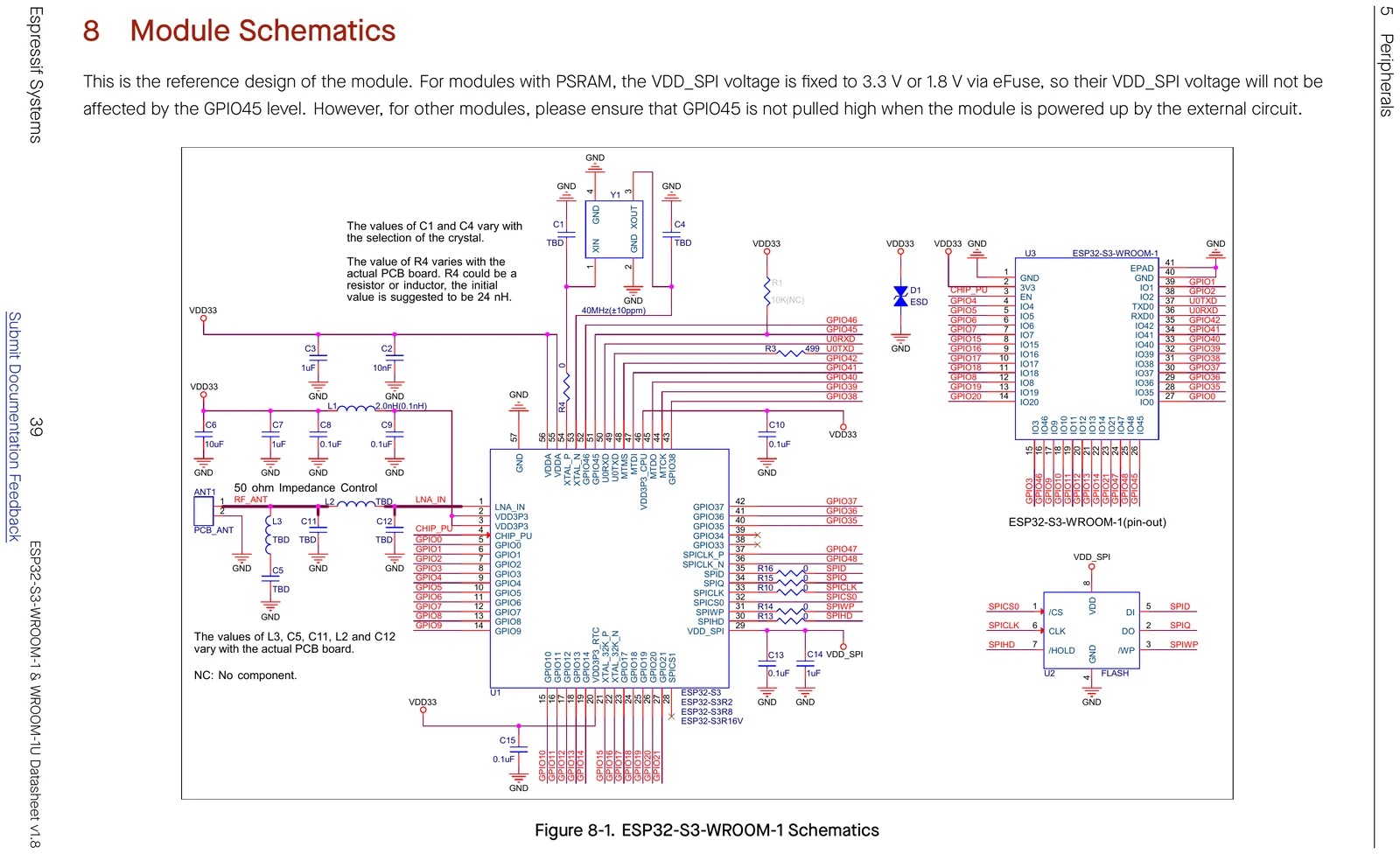 ESP32-S3-WROOM-1 module reference-design schematic