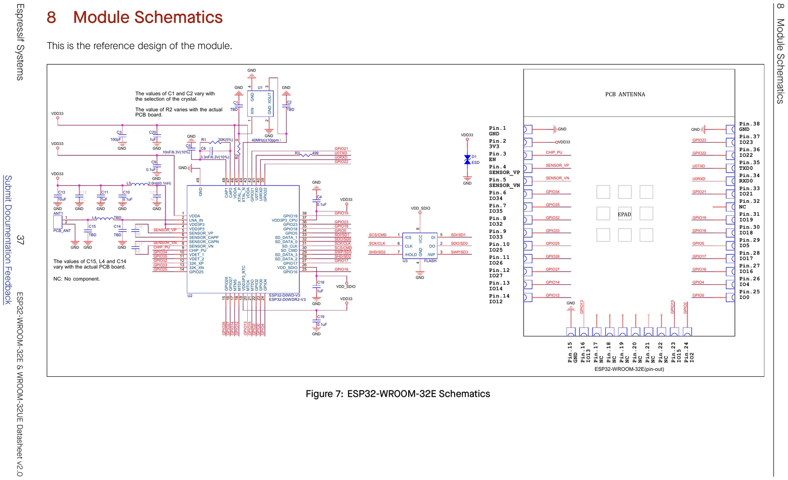 ESP32-WROOM-32E module reference-design schematic